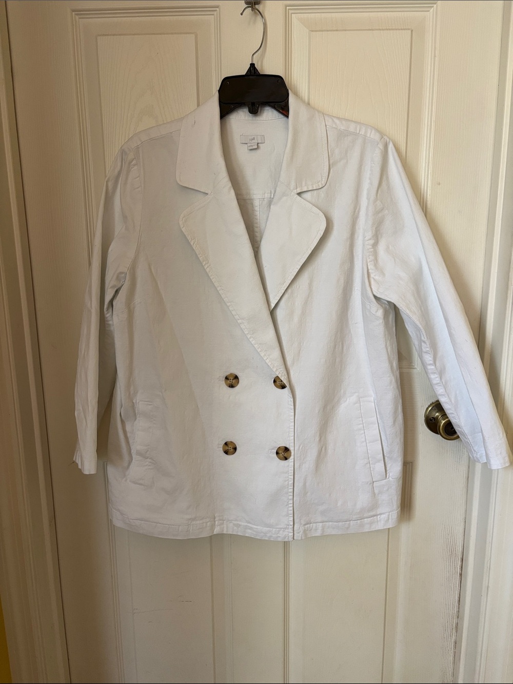 J. Jill White Double-Breasted Cotton Blazer